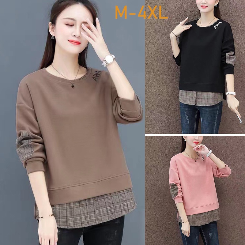 Women Girls Korean New Style T-shirt Fashion Spring Fall Long Sleeve Loose  Tops