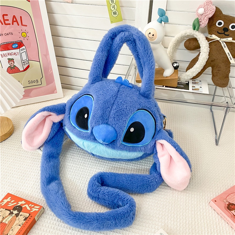 Disney Cartoon Cute Stitch Plushie Doll Portable Lunch Box Bento Bag Anime  Kawaii Plush Storage Cosmetic Bags Handbag Girls Gift