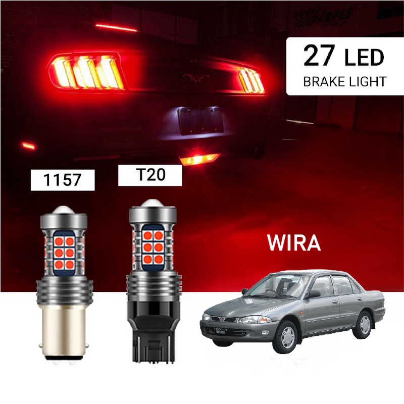 PROTON] Wira/Waja 27LED Car Brake Light Bulb Flash & Non Flash T20/7443  1157/P21-5W (Strobe 3 Times + Constant)