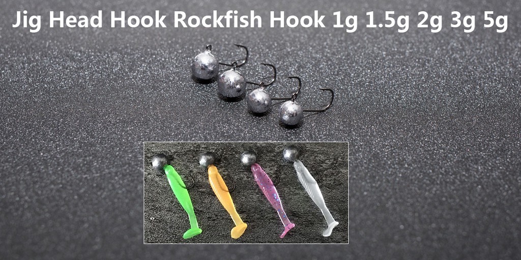 JOHNCOO 10pcs Mini Jig Head Hook 0.5g 1g 2g 3g 4g 5g Jigging Hook Rockfish  Game Soft Bait Hook Carbon Steel Treble Hooks