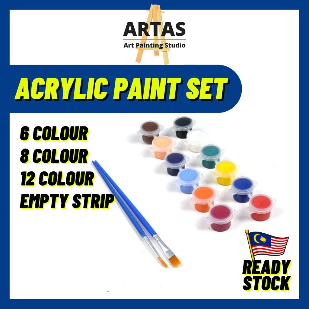 𝐀𝐑𝐓𝐀𝐒🎨 Mini Acrylic Paint set 6 in 1 strip 3ml single strip Paint Set  for Kids DIY Craft Clay Acrylic Row Warna Lukisan