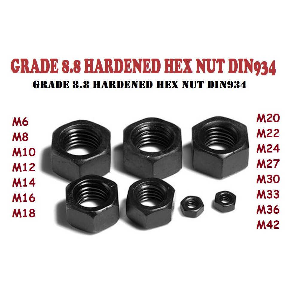 Hex Nut Hex Nuts M2 M2.5 M3 M4 M5 M6 M8 M10 M12 M14 M16 M18 M20 M22 M24 M27  M30 M36 Black Oxide Carbon Steel Metric Hex Nuts Stainless (Size 