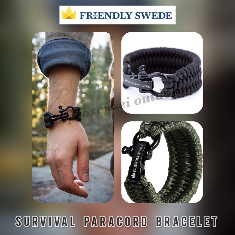 The Friendly Swede Trilobite Extra Thick Paracord Bracelet with Stainless  Steel Black Bow Shackle, Survival Bracelets, Paracord Bracelets for Men -  Adjustable S…