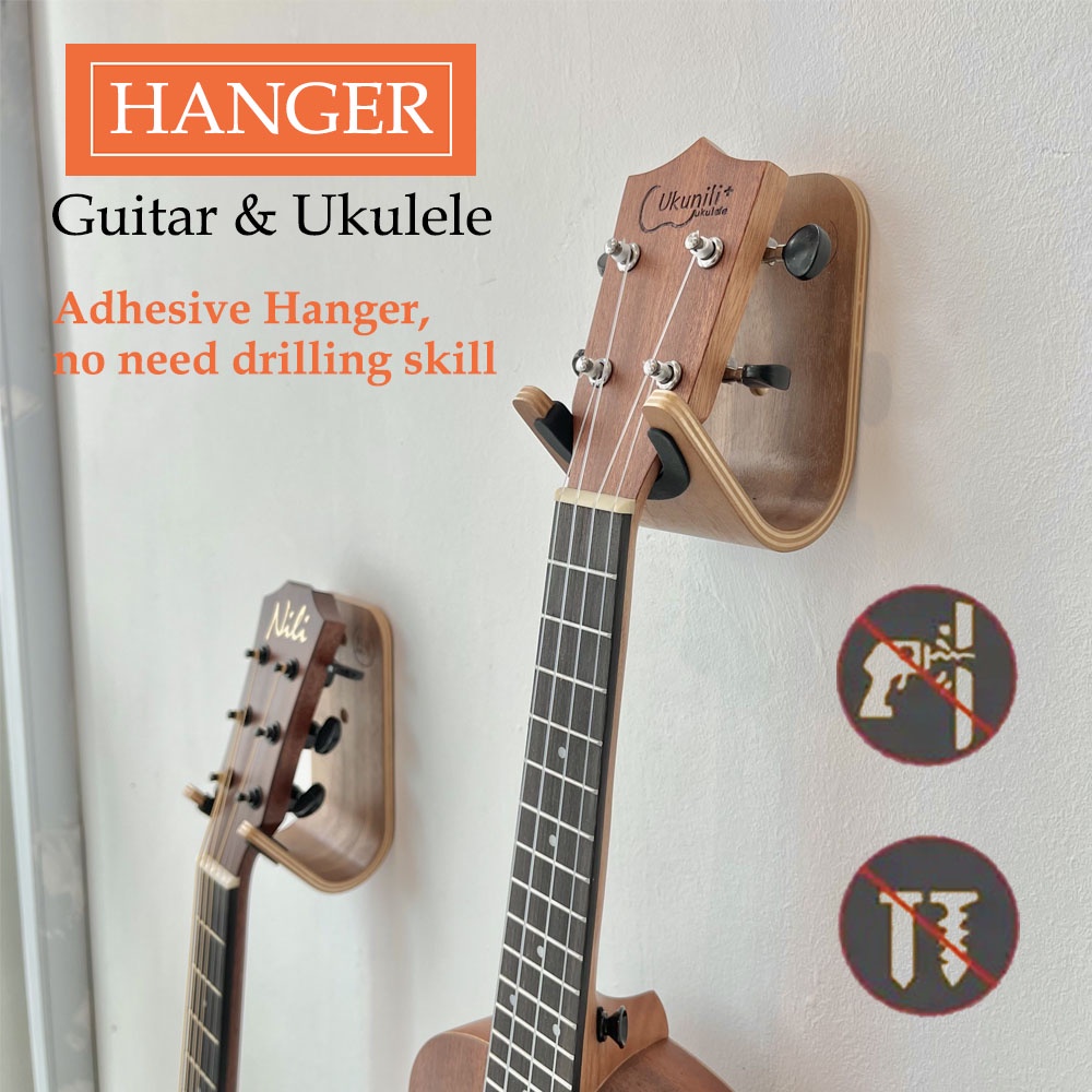 Ukulele Guitar wood adhesive wall mount holder hanger violin