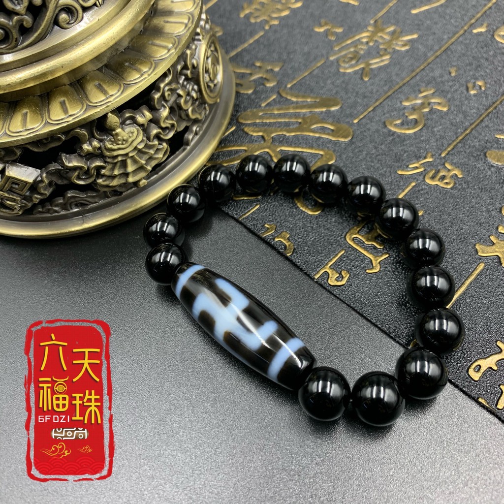 六福天珠6F Dzi 】卍字新天珠（单颗新天珠/黑玛瑙手串） | Shopee Malaysia