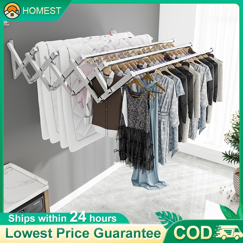 HOMEST【9112】Foldable Mobility Stainless Steel Clothes Hanger / Clothing  Drying Rack / Rak Penyidai Baju不锈钢晒衣架