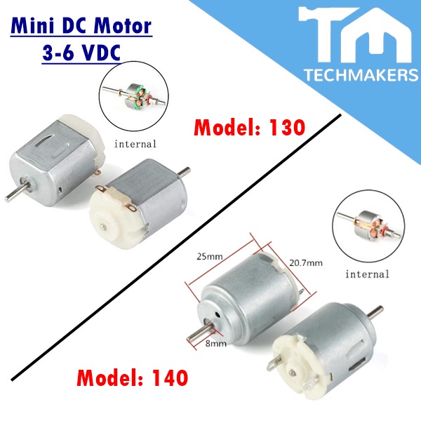 Mini Moteur DC Micro 130 - 1 à 6 VDC - Euro Makers