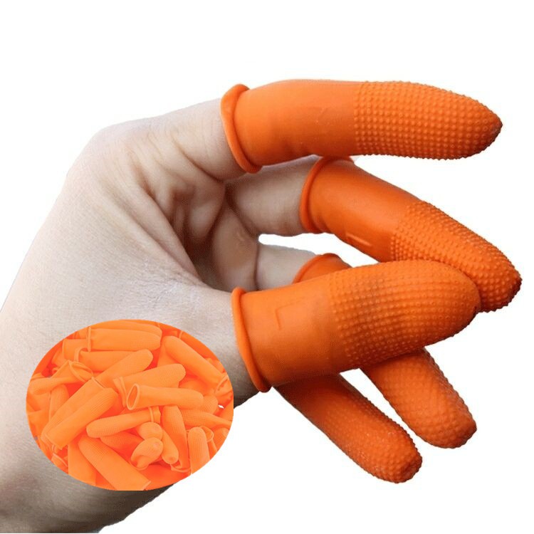 Rubber Antislip Finger-Cot Gloves Waterproof Latex Fingertips Antistatic  Orange Fingerstall