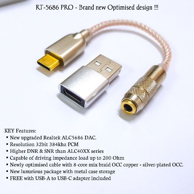 Hifi Dac Usb Tipo C 32bit, 32bits 384kHz Usb C Jack