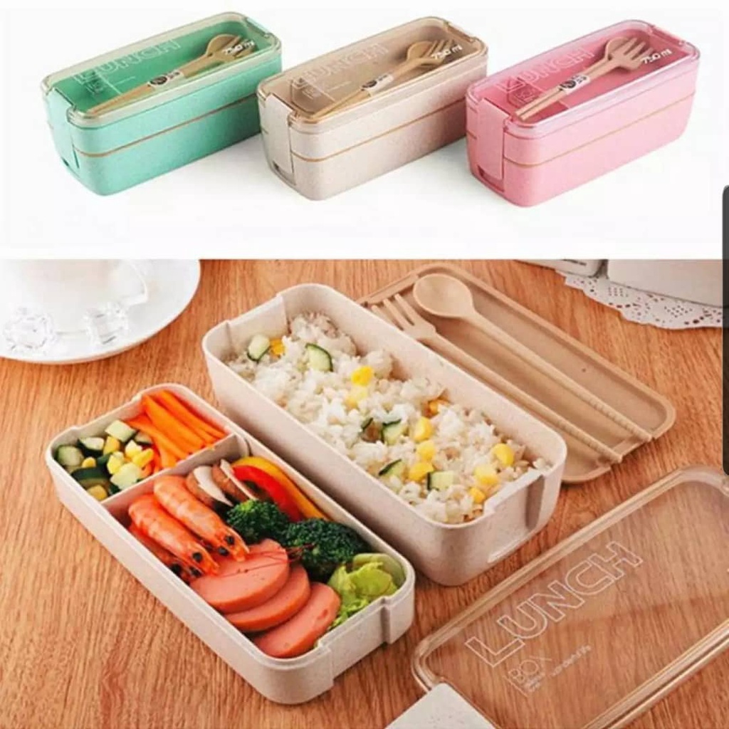 TUUTH Microwave Lunch Box Wheat Straw Bento Box 750ML BPA Free