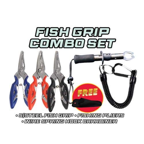 Playar Mancing Plier Fishing Grip Lip Gripper Fish Grip Fishing Pliers,  Wire Spring Carabinar.