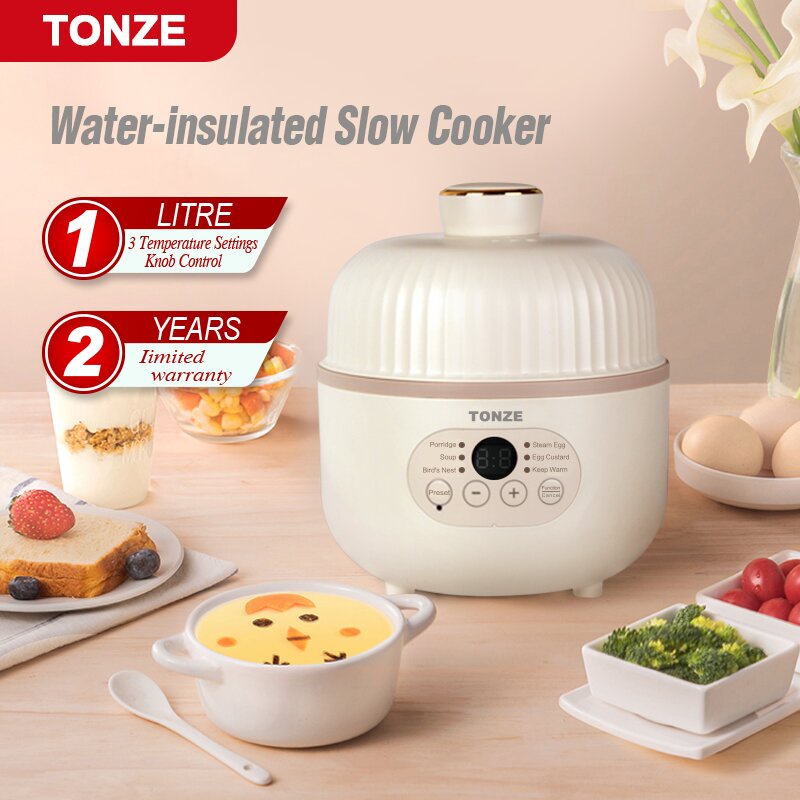 Get TONZE Infant Mini Electric Stew Pot Ceramic Soup Porridge