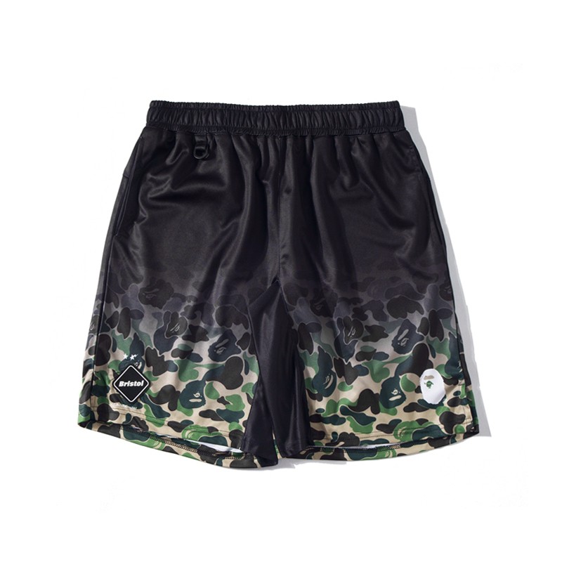 Hiphoppie BAPE x FCRB Gradient camouflage shorts sport Breathable