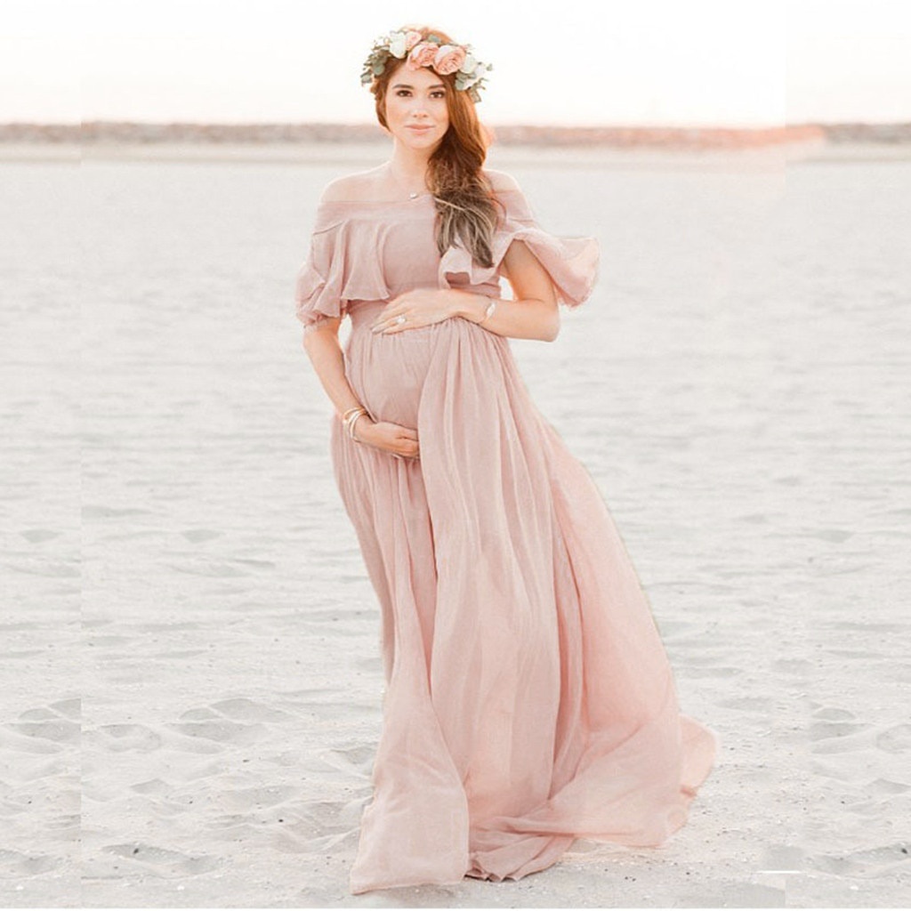 Maternity Beach Women Pregnants Photography Props Off Shoulders V