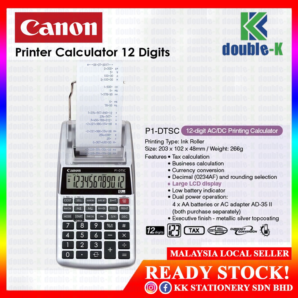 CANON P1-DTSC 12 Digit Printing Calculator RM108.00/unit | Shopee