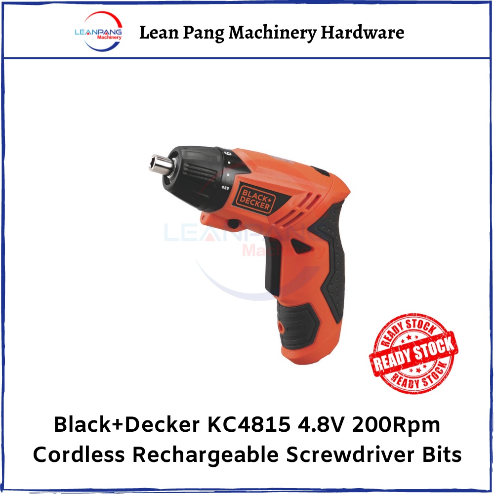 Black+Decker KC4815 4.8V 200Rpm Cordless Rechargeable Screwdriver Bits -  Lean Pang Machinery Hardware