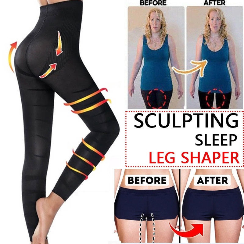 Women Sculpting Sleep Leg Legging High Waist Skinny Pants Slimming Leggings  Thigh Slimmer Pants