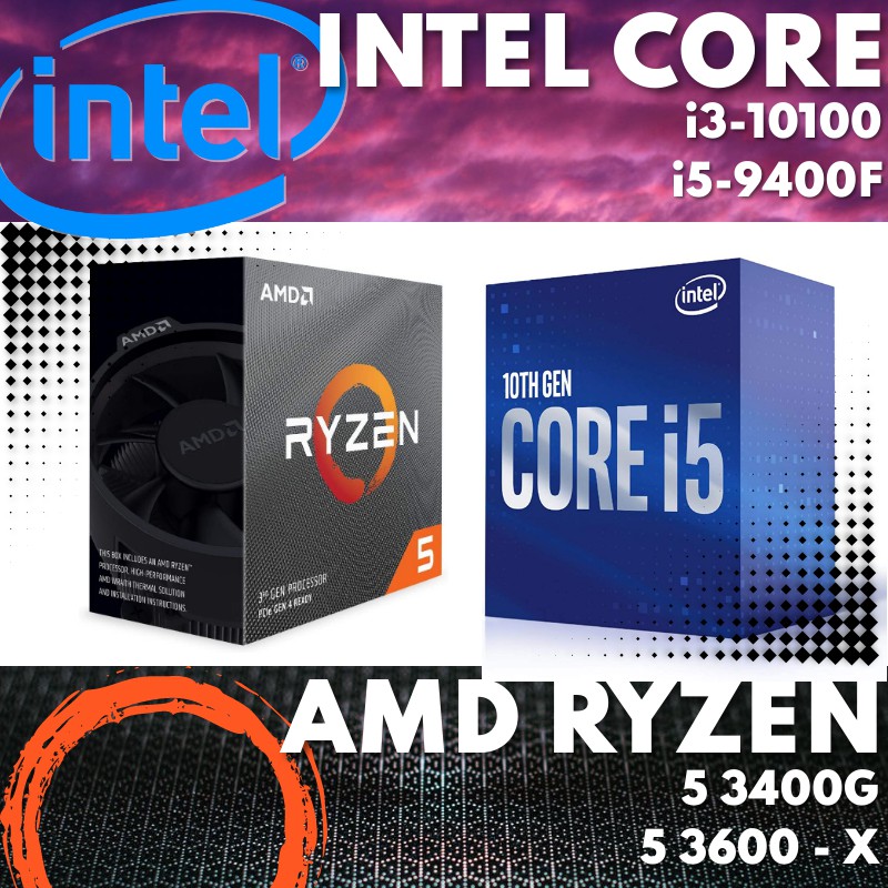 Intel Core AMD Ryzen Processor I3 10100 i5 9400F I5 9600K 2600