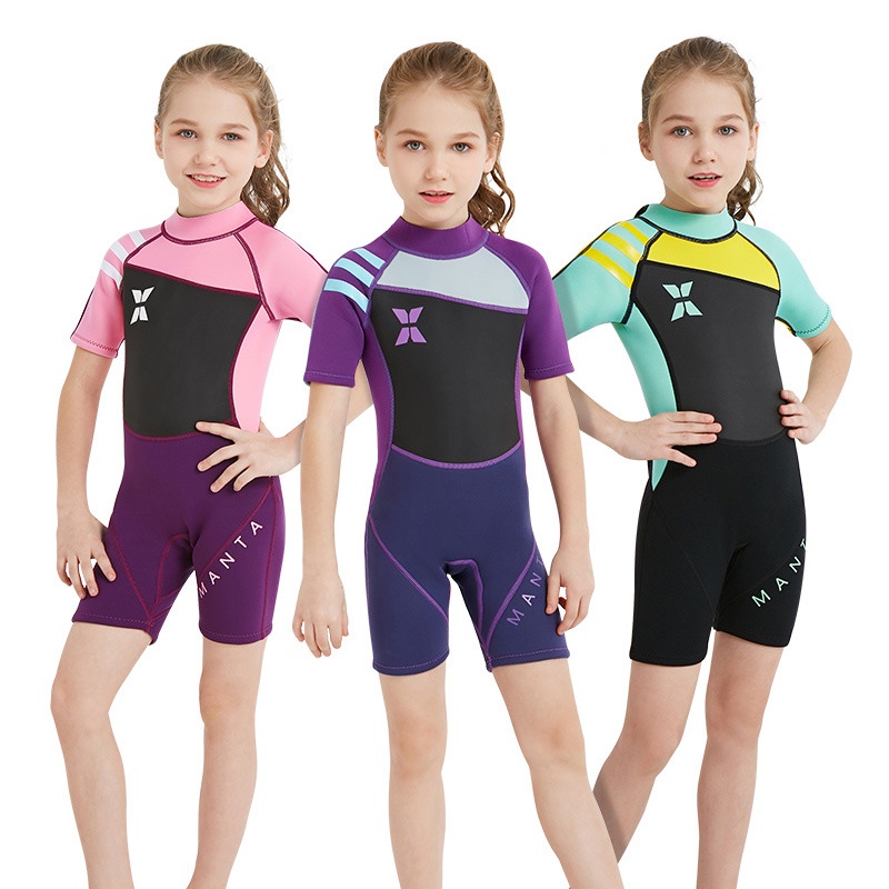 Kids Wetsuit 2.5mm Neoprene Nylon Thermal Swimsuit, Full Body Surf