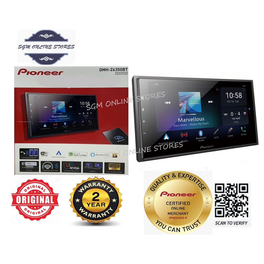 Pioneer DMH-Z6350BT Wireless Apple Carplay