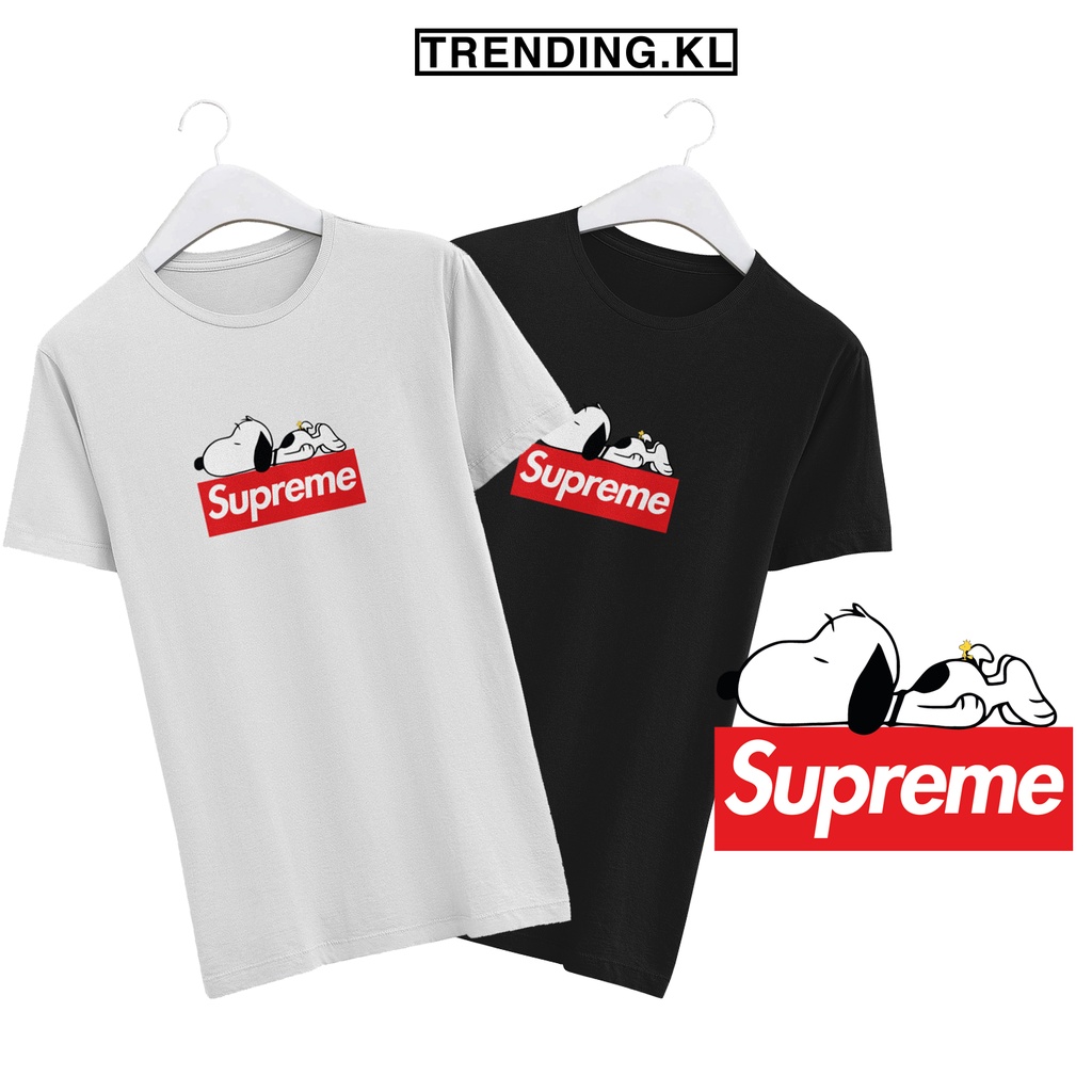 Baju Supreme Snoopy T Shirt Unisex Lelaki Perempuan Lengan Pendek