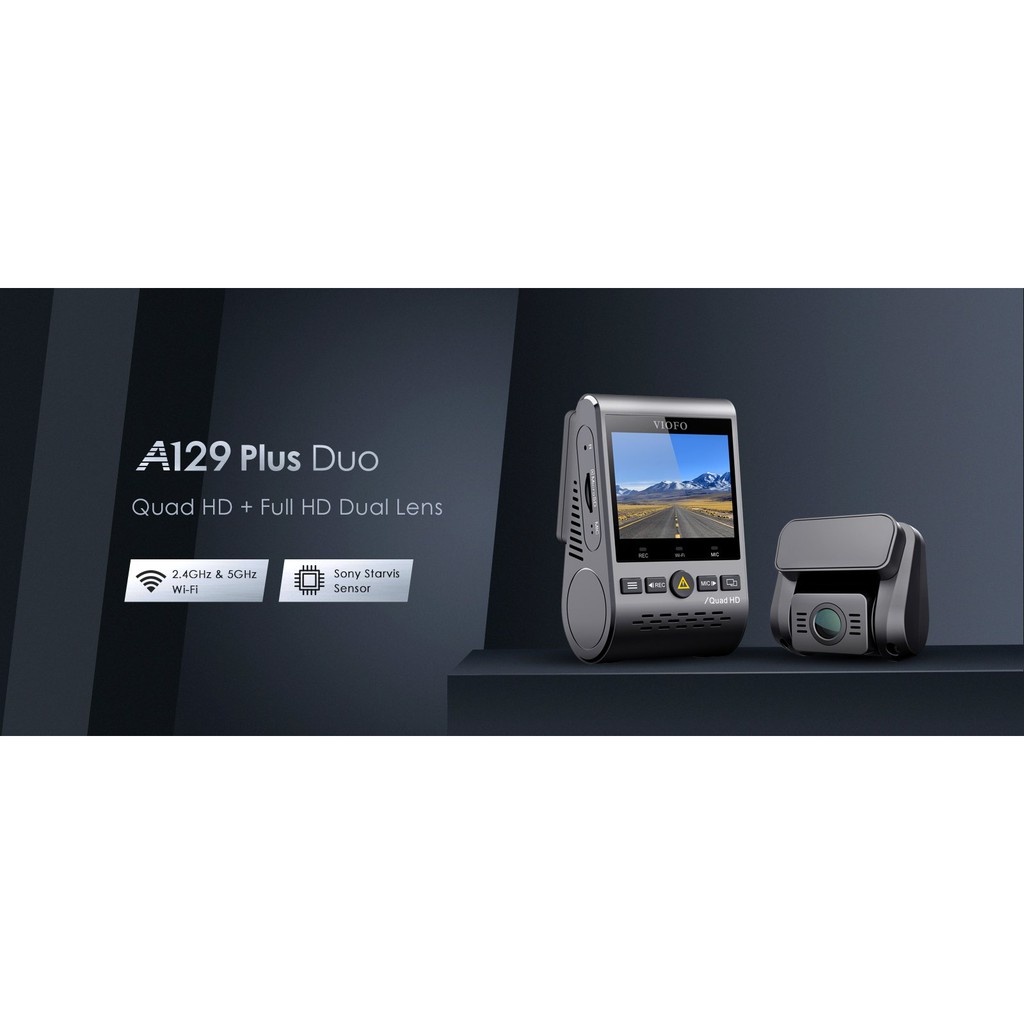 A129 Plus Duo Dual Channel Dash Cam Front 2K 1440P + Rear 1080P Wi-Fi GPS Dash  Camera