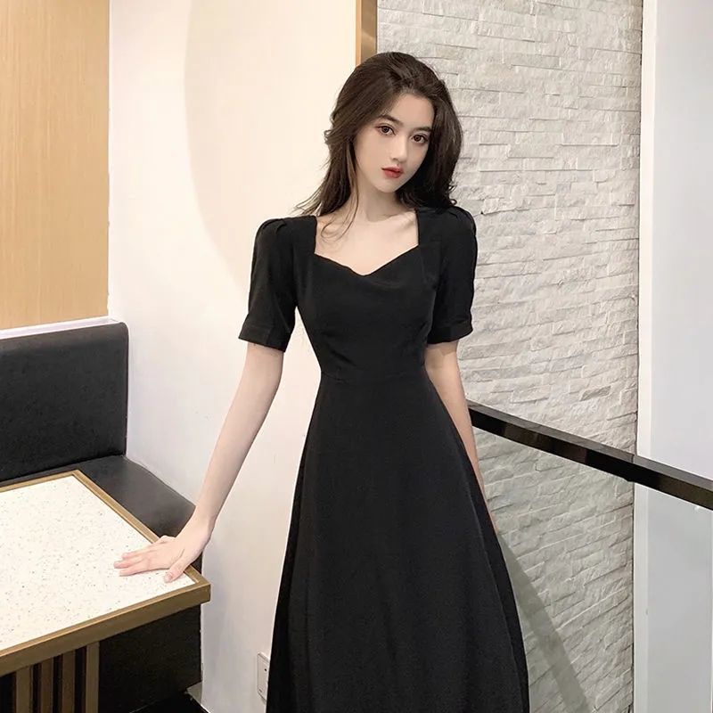 Black dress shop neck design