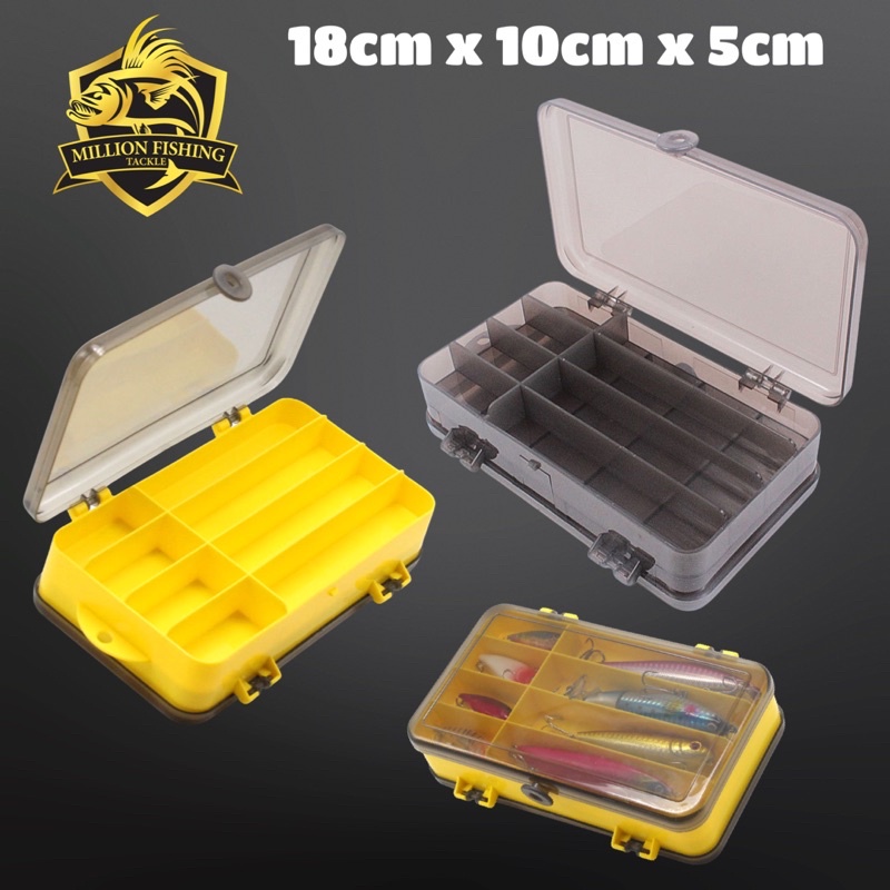 Plastic Fishing Lure Box 20.5cm*17cm*5cm Compartments Double Sided