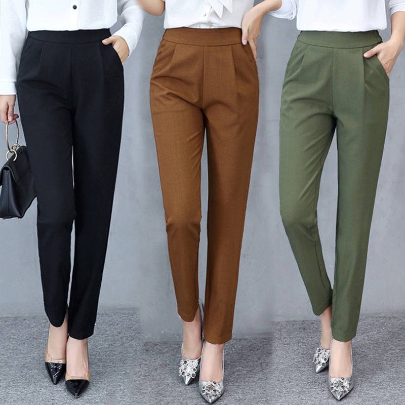 High Waist Stretch Women's Pants Plus Size Trousers (Work Wear)