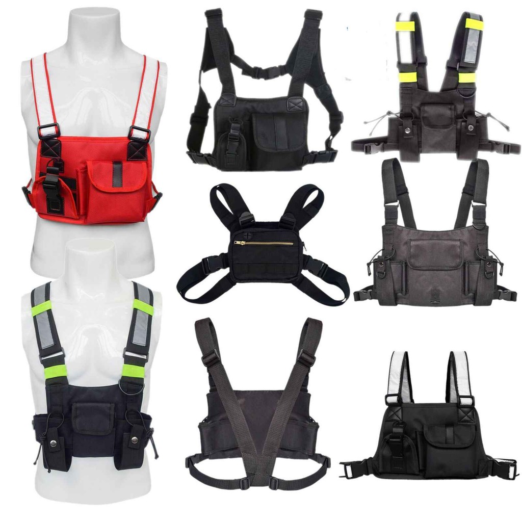 Men Women Fishing Chest Rig Bag Adjustable Strap Oxford Cloth