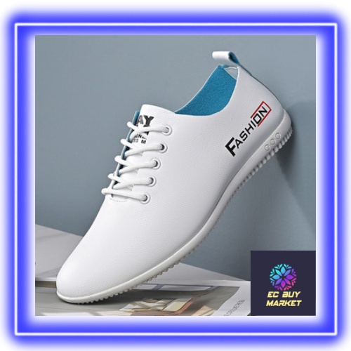 2021Fashion Men's white leather shoes Kasut kulit putih lelaki