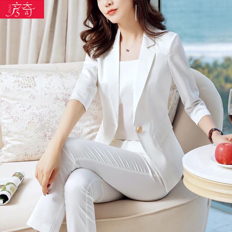 Office Work Button Slim Blazer Suit Coat white suit female