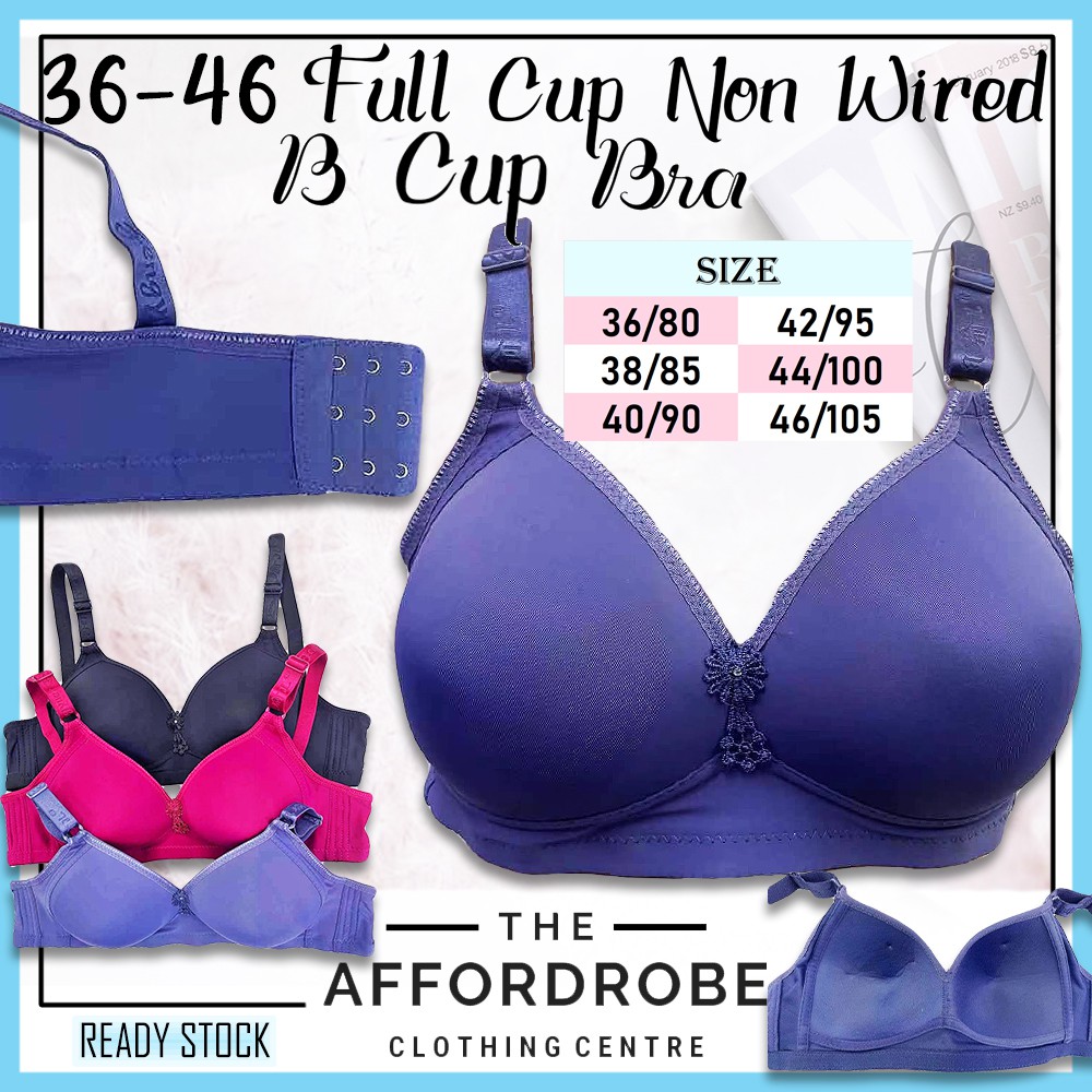 42C-52C Big Plus Size Bra Full Cup C Cotton Lace Non-Wired Strap No  Padding/Baju Dalam Coli Wanita Bra Lembut Saiz Besar