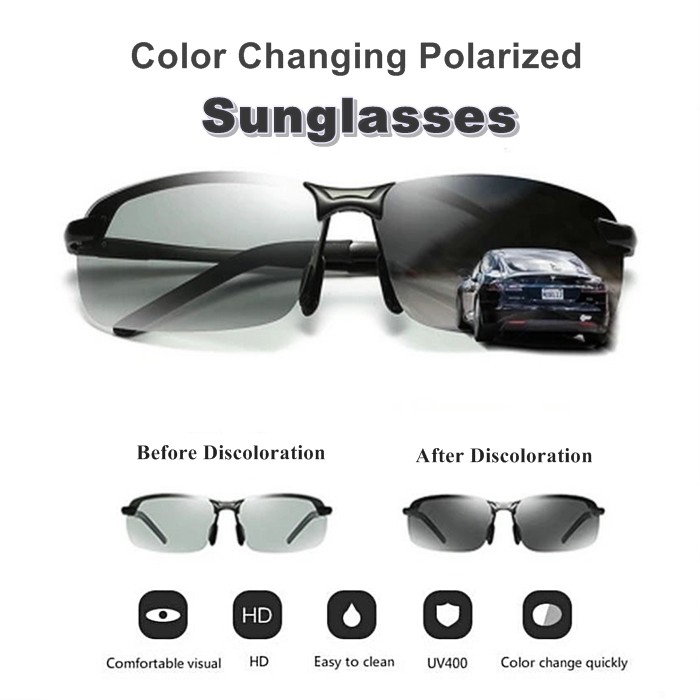 AORON Mens Glasses Polarized Sunglasses Male Driver's Goggles Mirror  Polarized Sun Glasses Metal Frame