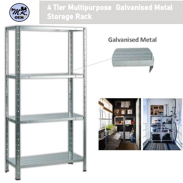 Galvanized Metal 3-Tier Storage Shelf