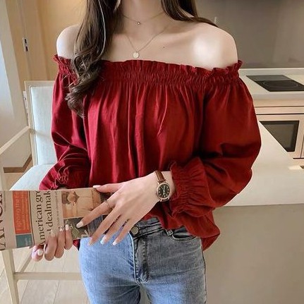 Off the shoulder online red top