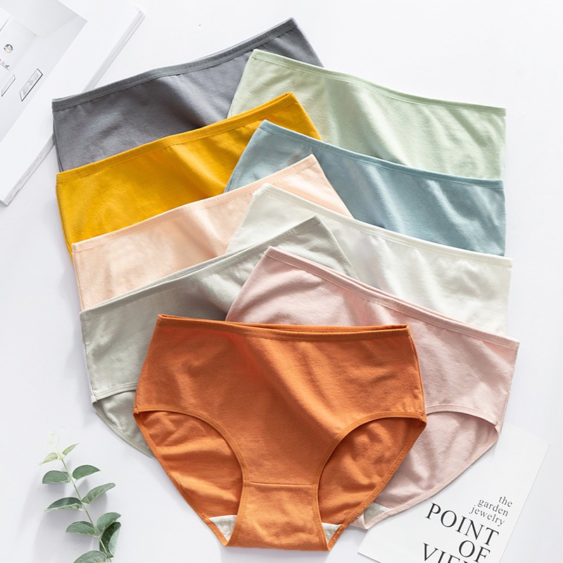 95% cotton Plus size M-XL Women Underwear Panties Cotton Breathable Panty  Simple Solid color Female Briefs Girl Underpants