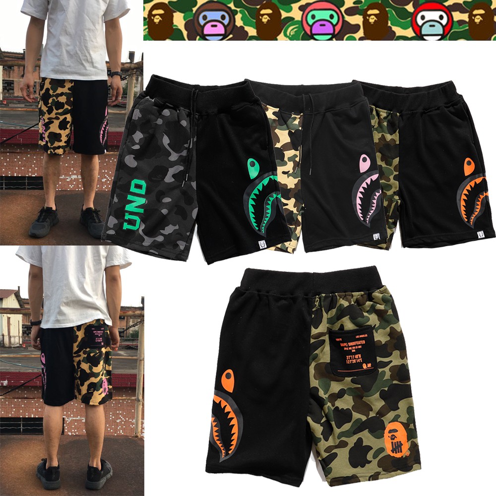 Bape x Undefeated half camouflage shorts Los Angeles Tiger shark