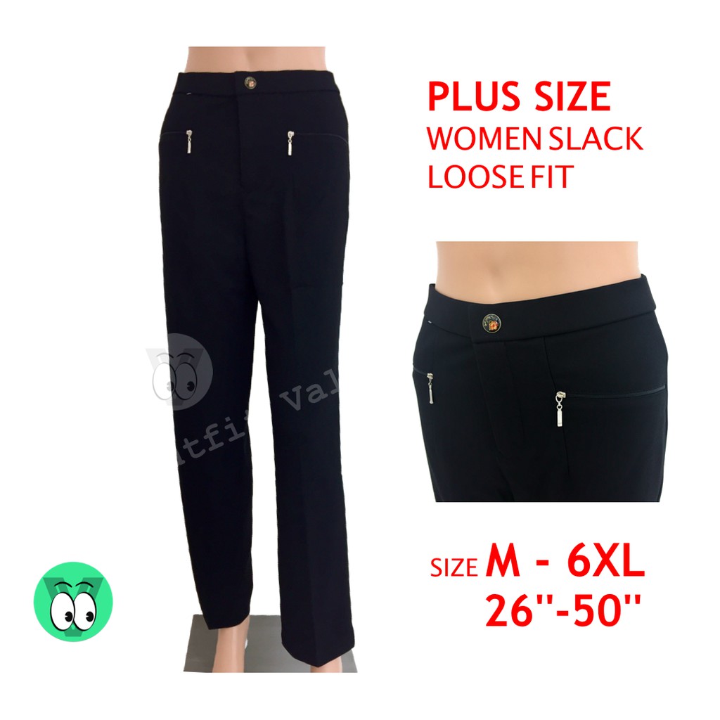 PLUS SIZE Women Stretchable Slack/Office Pants Straight Cut M-6XL (BLACK/BROWN/GREY)
