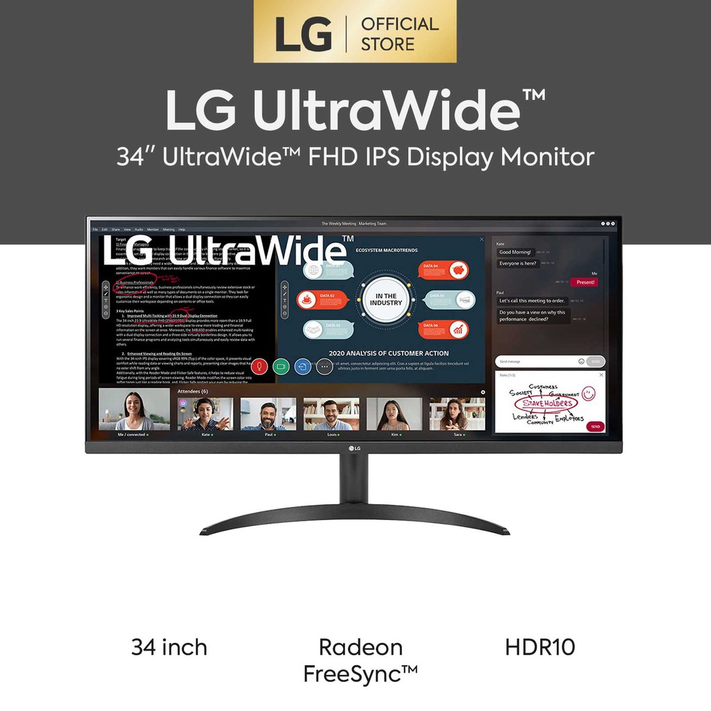 LG 34” FHD UltraWide Monitor 34WP500