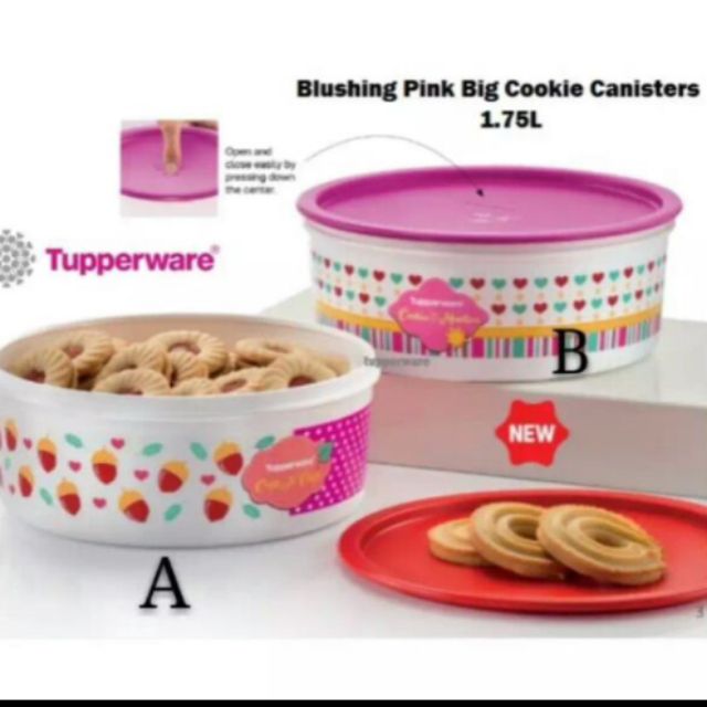 Tupperware Blushing Pink Big Cookie Canister 1.75L 