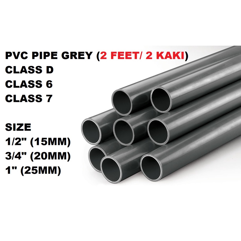 (1 METER) 15MM/20MM/25MM GREY PVC PIPE / PAIP AIR PVC