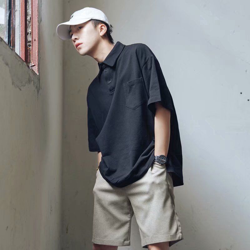 Casual Simple Summer New Loose Versatile Fashion Men s Solid Color