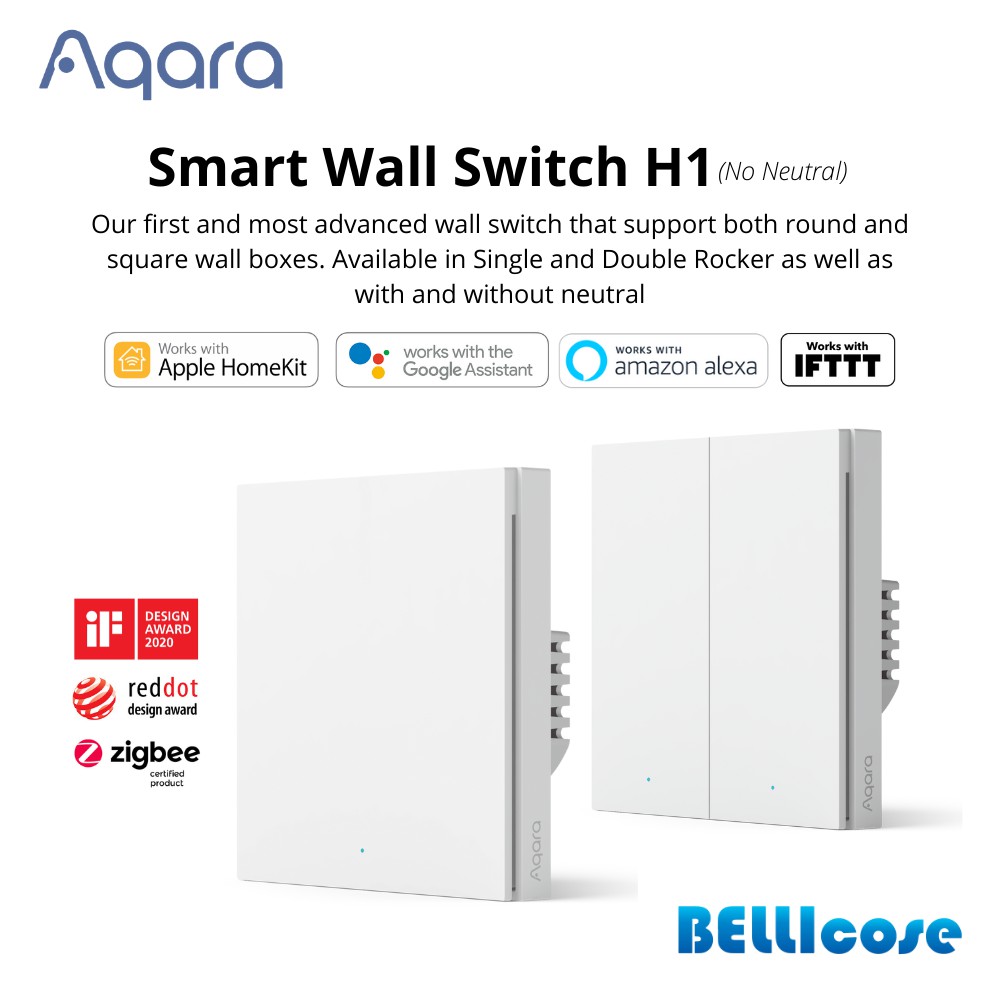 AQARA Smart Home Wall Switch H1, No Neutral, Single Rocker (WS