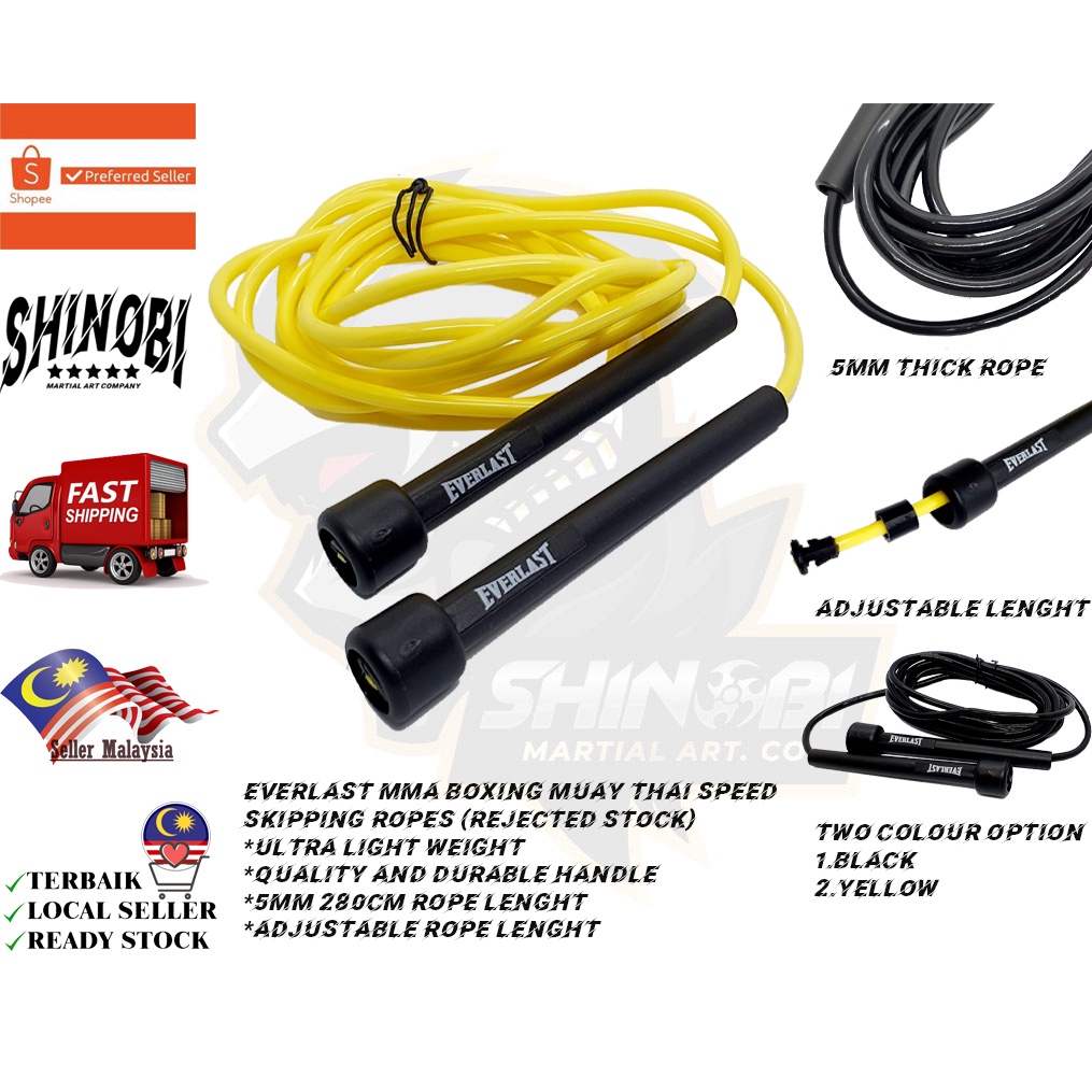 EVERLAST Ready Stock In Malaysia Light Weight 280CM 4MM/5MM Speed Skipping  Rope Jump Rope for MMA Muay Thai and Boxing