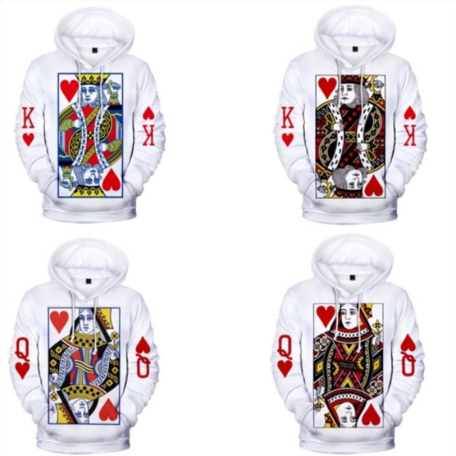 King and queen card hoodies sale