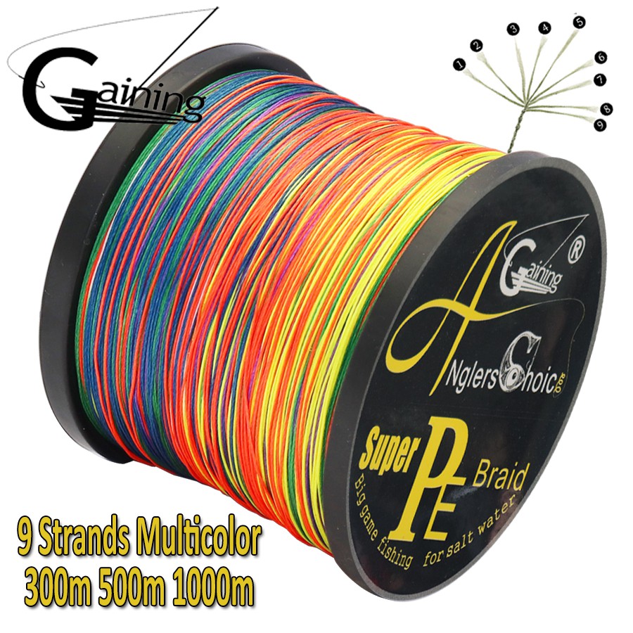 9 Strands Braid Wire Multicolor Super Strong Strength PE Braided Fishing  Line