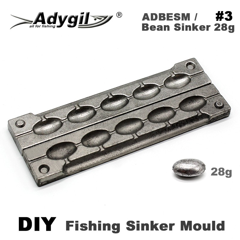 Adygil DIY Fishing Bean Sinker Mold ADBESM/#3 Bean Sinker 28g 5 Cavities