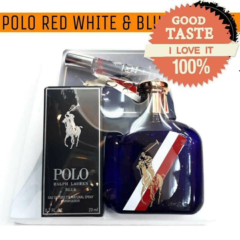 Polo red white shop and blue perfume