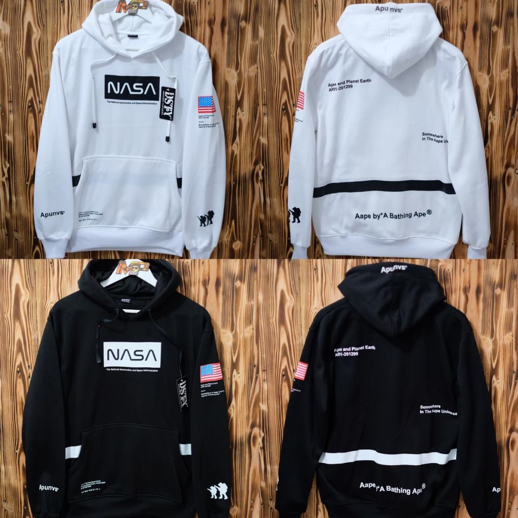 Black and shop white nasa hoodie